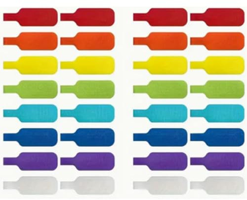 Paquete de 32 etiquetas para cables, 8 colores, autoadhesivas, reutilizables, 4 x 2,5 cm, para el hogar, oficina, para identificar cables