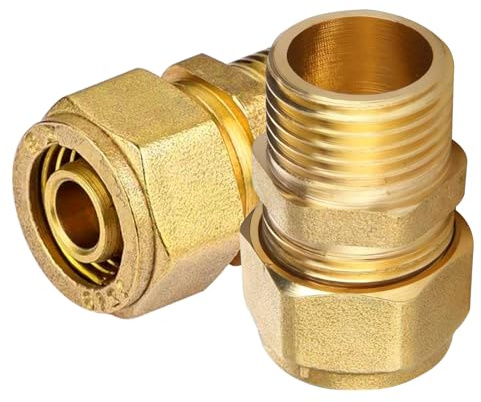 2 Stück Messing Klemmringverschraubung 18mm x 1/2, Schraubfitting Übergang