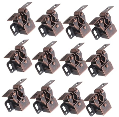 SHINEOFI Lot De 12 Loquets À Ressort Pour Armoire Serrure De Porte -Robe Boucle À Pousser Loquet De Porte Double D'Armoire À Ressort À Rouleau