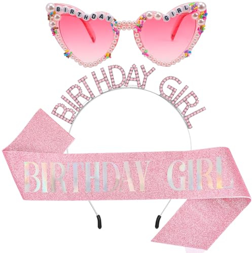 ViEinkaufen Birthday Girl Accessories Kit Birthday Party Accessories Pink