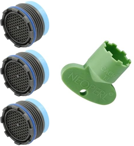 Kit Aeratore di Ricambio, per Rubinetti a Scomparsa 18,5 x 1 mm, 3 Pezzi con Chiave - Rompigetto Filtro Filtrino