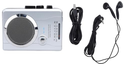 Odorkle Kassettbandspelare, Bärbar Kassettspelare Inspelare AM FM-radio med Inbyggd Högtalare Mikrofon Hörlursuttag Batteridriven