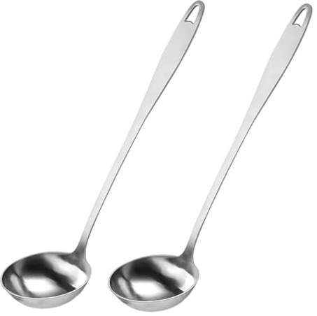 2er Set Suppenkelle Edelstahl Schöpflöffel, Hochwertige Schöpfkelle, Vielseitige Soßenlöffel und Saucenlöffel für Küche und Haushalt, Langlebige Schöpfer aus Rostfreiem Stahl 304