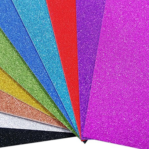 Misscrafts 10 Bögen Glitzerkartonpapier, A4, zum Basteln zu Weihnachten und Geburtstag, Einpackpapier, Bastelkarton, Papier, multi, A4