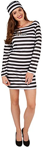 dressforfun tectake Frauenkostüm Knastbraut | Sexy, kurzes gestreiftes Kleid inkl. Hut (XXL | Nr. 301433)