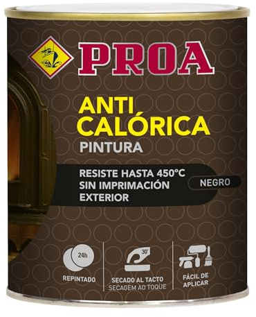 PROA ESMALTE SILICONA ANTICALÓRICO. Negro Ral 9005. 750 ML.