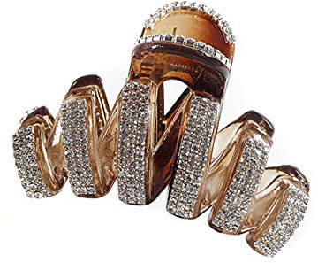 Fodattm - Mollette per capelli da donna, alla moda, con strass, eleganti fermagli per capelli, colore: marrone
