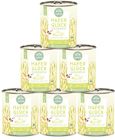 naftie Bio Hafer Glück veganes Hundefutter Nassfutter - 6X 800g | Peace Food für Hunde, Menü mit Kichererbsen, regional, purinarm, rein pflanzlich