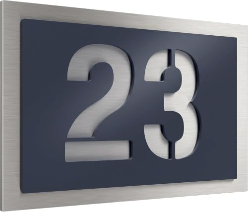 Graviers Design Hausnummer aus V2A Edelstahl 250x175mm - Anthrazit RAL 7016 - Wetterfest Rostfrei Individuell anpassbar nach eigener Nummer - Made in Germany