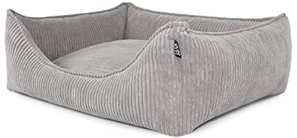 Mypado Cord Hundebett Cordula edel samtig und weich Gr. M Füllung Visco-Schaumstoff, Farbe Grau