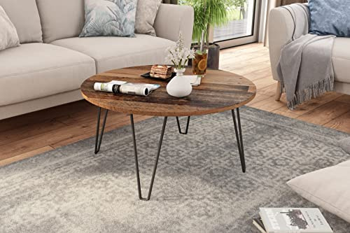 byLIVING Couchtisch Flair, Melamin Old Wood, Metall schwarz