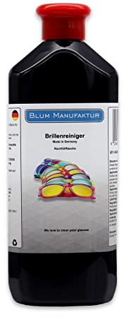 Blum Manufaktur - Limpiador de gafas de 500 ml, spray de relleno, limpieza sin rayas, para gafas, gafas de sol, gafas de lectura, fabricado en Alemania