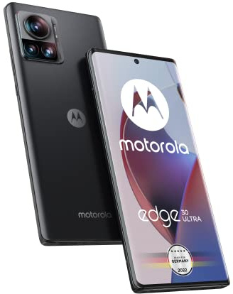 Motorola Moto Edge30 ultra Smartphone (6,7'-FHD+-Display, 200-MP-Kamera, 12/256 GB, 4610 mAh, Android 12), Interstellar Black, inkl. Schutzcover + KFZ-Adapter [Exklusiv bei Amazon]