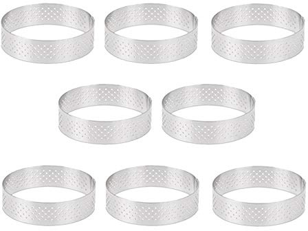 Micvtve 8 PièCes 8 Cm Moules à Tartelette en Acier Inoxydable Mousse à Dessert FrançAis Aux Fruits Anneau de Quiche Moule à Gâteau