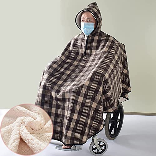 MOUSKE Capa de forro polar para silla de ruedas con capucha, ropa para silla de ruedas, poncho de invierno para mujeres y hombres, manta cálida para silla de ruedas