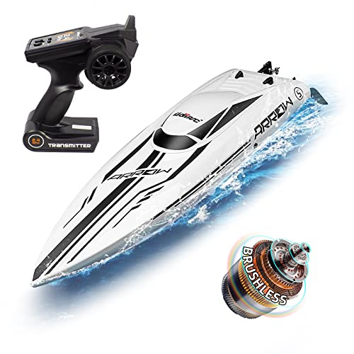 Ulifance 48KM/H RC Barca Brushless per piscine e laghi, grande barca telecomandata 2,4 GHz RC nave giocattolo regalo per bambini e adulti (bianco)