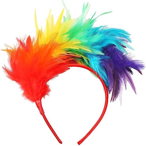 TRIXES Regenbogen-Feder-Stirnband – Einheitsgröße – mehrfarbiges Kostümzubehör – perfekt für LGBTQIA2s+ Pride und Karneval | Haarreif Einheitsgröße mit bunten Federn, ideal für Pride LGBTQIA2+, Karneval und Festivals