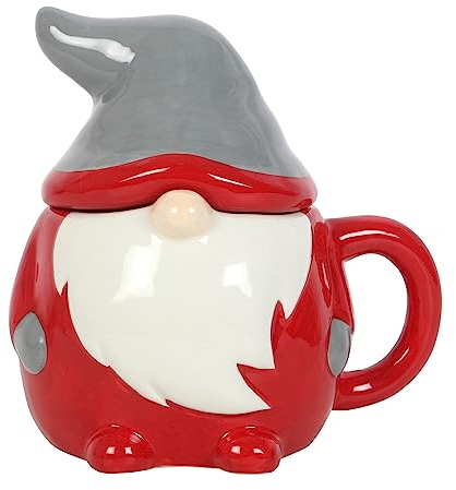 Something Different Wholesale Festive Gonk - Tazza con coperchio, motivo gnomo natalizio, capacità 300 ml