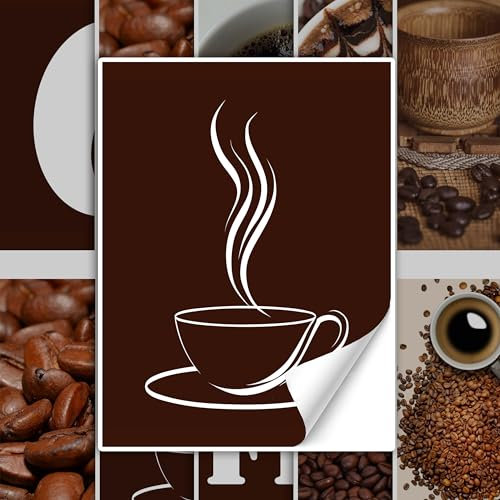 GRAZDesign Fliesenaufkleber Küche Kaffee Motive, Klebefliesen Wandfliese selbstklebend - Coffee mit Tassen - 20x25cm / 20 Stück
