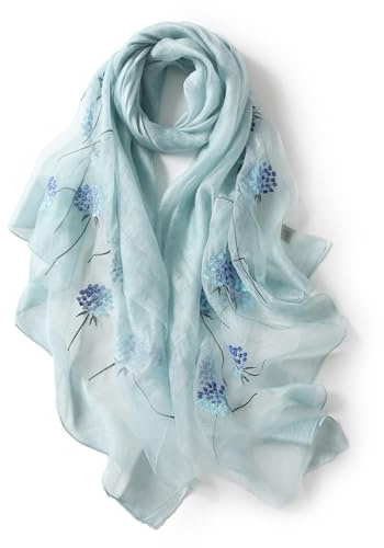 Sawekin Damen Schal Stola Halstuch Sommerschals Farbverlauf Stola Für Abendkleid Festlich Hochzeit Braut Seidenschal/Baumwolle Schal Ganzjährig