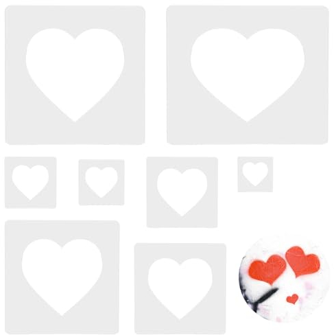 Littlegaofeithing 8 Stück Malschablone, Herzschablonen in verschiedenen Größen, für die Malerei am Fenster, Wanddekoration, Basteln