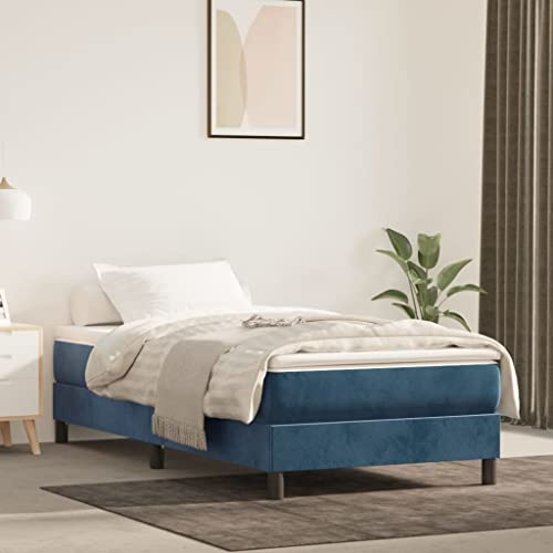 CKioict Palettenbett Modernes Bettgestell Jugendbett Boxspringbett mit Matratze Dunkelblau 80x200 cm SamtGeeignet für Arbeitszimmer, Wohnzimmer, Hotel