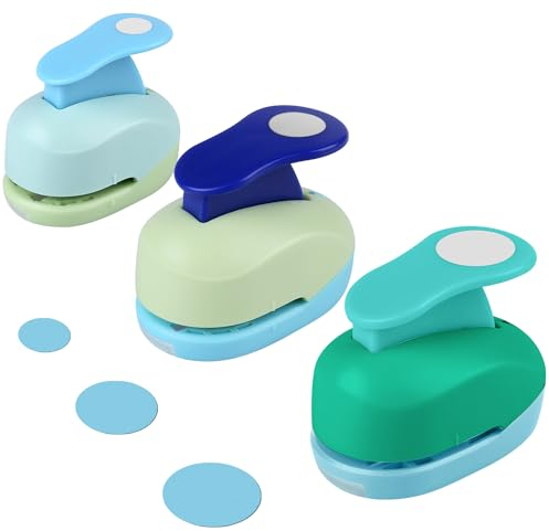 Ezydka Circle Punch 3 Pack Paper Punches for Crafts, Circle Cutter Punch DIY Circle Hole Punch for Crafting Scrapbooking Cards Arts Fun Projects, 8mm 15mm 25mm