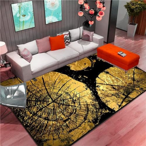 RUGMRZ Mädchen Teppich Fleckerlteppich Schwarzer Teppich gelbes Holzmaserungsmuster Wohnzimmerzubehör ist pflegeleicht Gebetsteppich 70X140CM