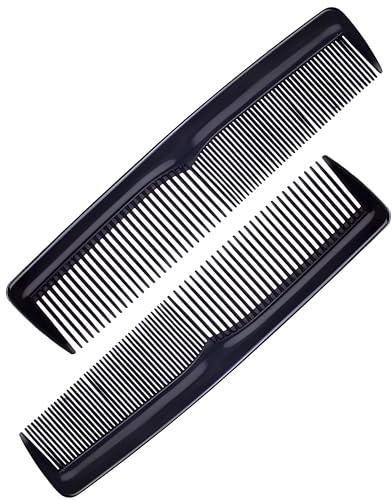 PARENCE.- Set de 2 peines antiestáticos - peines de dientes finos y anchos, portátiles, multiusos - 13x3cm, negro