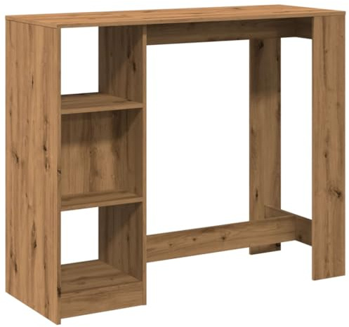 vidaXL Mesa Bar con Estante Madera Roble artisian 124x46x103,5 cm