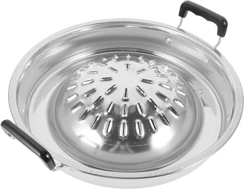 SHOWERORO Poêle à Griller Multifonction En Aluminium Rond 28 Cm, Poêle à Barbecue Réutilisable, Matière Résistante Et Stable, Pour Barbecue Coréen Domestique Et Camping En Extérieur