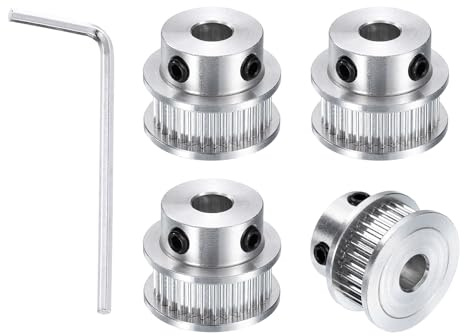 sourcing map GT-2 30T Riemenscheibe, Synchronrad, 6,35 mm Bohrung, Aluminium-Zahnriemenscheibe, 30 Zähne, passend für Breite 6 mm, Zahnriemen für 3D-Drucker, CNC-Maschine (mit Schraubenschlüssel), 4