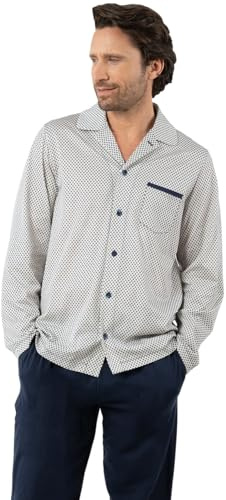 Eminence Merchery, lång pyjamas, natt för män, Beige/marinblå, S