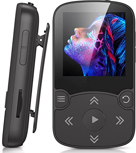 AGPTEK 64GB MP3 Player with Clip, A65 Bluetooth 5.3 Lossless Sound with FM Radio, Voice Recorder for Sport Running, Supports up to 128GB TF Card, Black