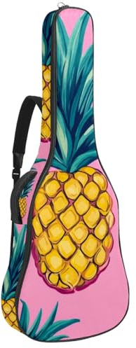 KengjuTesu 43 Zoll Akustikgitarre Softcase mit Rucksackgurt und 2 Taschen Rosa Früchte Hintergrund, keine Polsterung Rucksack Wasserdicht Oxford Tuch Bassgitarre Gigbag für Konzertgitarre, mehrfarbig,