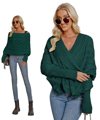 Asudaro Strickschal Mit Ärmeln Damen Winter Pulloverschal Wickelpullover Gestrickter Multifunktionaler Zopfmusterschal Mode Poncho Schal Cape Schal Stola Einfarbig Wrap Scarf