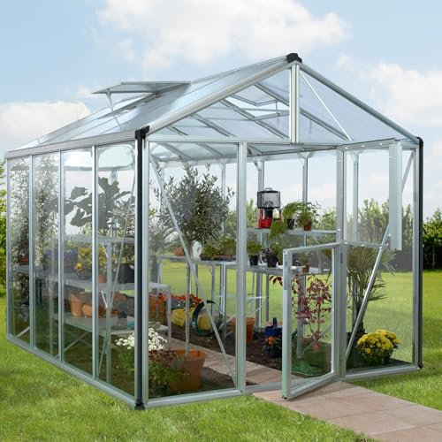 Vitavia Gewächshaus Zeus 8100, Aluminium eloxiert, 8,1 m², 3 mm ESG, 10 mm HKP | Wetterfestes & stabiles Treibhaus | Perfekt für Gemüse & Pflanzen | Robust & langlebig