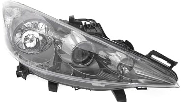 EDA PREMIUM auto Scheinwerfer, Frontscheinwerfer Rechts 6206H4 passend für PEUGEOT 207 W_ 2006-2013 elektrisch, mit Motor, Schwarz, ECE