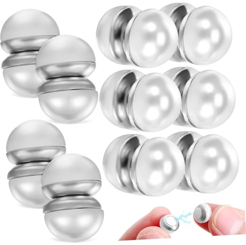 PRETYZOOM 10 Paare Magnetische Hijab Pins mit Doppelseitigen Silbernen Perlen Hochzeitsschleier Gewichte Magnetische Verschlüsse für Brautkleider Schals und Kopftücher Pinlose Befestigung
