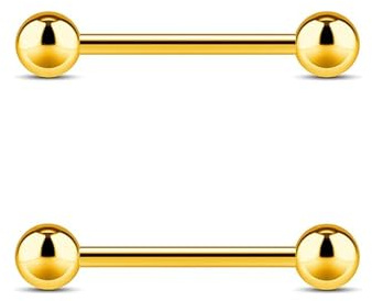 QZKJQDD Nipple Bars, Gold Nipple Piercing Jewellery, 14mm Tongue Bars, Titanium Nipple Bar 16G Nipple Piercing Jewellery Nipple Barbell for Women Men