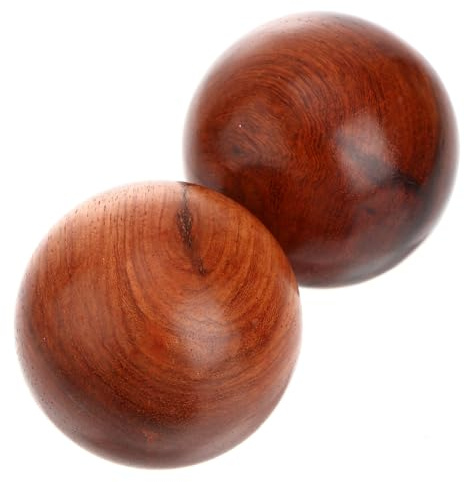 TOGEVAL 2 Stück Holz Handtrainingsball Natürliche Massagekugeln zur Durchblutungsförderung Handliche Massagebälle aus Holz für Muskelentspannung und Handtherapie Traditionelles