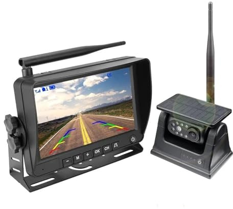 Telecamera Posteriore Magnete Ad Energia Solare Telecamera Per Retromarcia Monitor IPS Da 7 Pollici Kit DVR Wireless 1 Minuto Fai Te Per Furgoni Trailer RV Truck Car(128GB,Monitor add 2Camera)