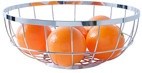 Present Time PT3018CH - Obstschale - Obstkorb - Schale - Metall - Farbe: Silber - Ø28xH12cm