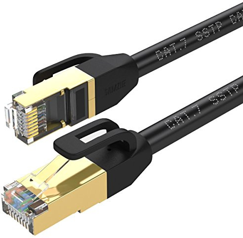 Cat7 Ethernet Cable 5M , cat 7 Patch Cord Gigabit Network lan cable high speed 10gbps gold plated RJ45 connector for Modem router Patch panel computer laptop TV box (5M, black color)