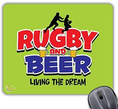 Coralgraph Inc CP312 Rugby and Beer Living The Dream Novelty Gift Printed PC Laptop Computer Mouse Mat Pad