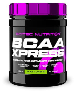 Scitec Nutrition BCAA Xpress, Zucker-, Gluten- & Laktosefrei, 5g reine BCAA, Muskelaufbau & Wachstum, 2:1:1 Aminosäurenverhältnis, aromatisiert & leicht zu mischen, 280 g, Apfel