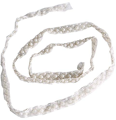 Perlen Spitzenband, Weiße Borte, Gestickte Applikation für Hochzeitskleid, DIY Nähen