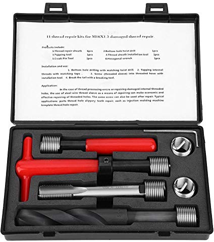 Gewindereparatursatz M16x1,5 Gewindehülse Edelstahl Innengewinde Reparatur Zubehör Kit Werkzeug für Schrauben