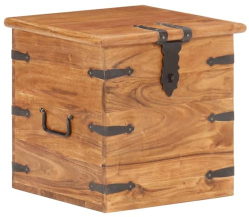 vidaXL Solid Acacia Wood Chest - Multi-Purpose Storage Box or Bedside Table with Natural Finish and Ample Space