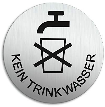 Schild Kein Trinkwasser Ø 100 mm Aluminiumschild vertikal gebürstet Edelstahloptik selbstklebend 53209-K